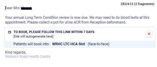 Accurx SMS invitation